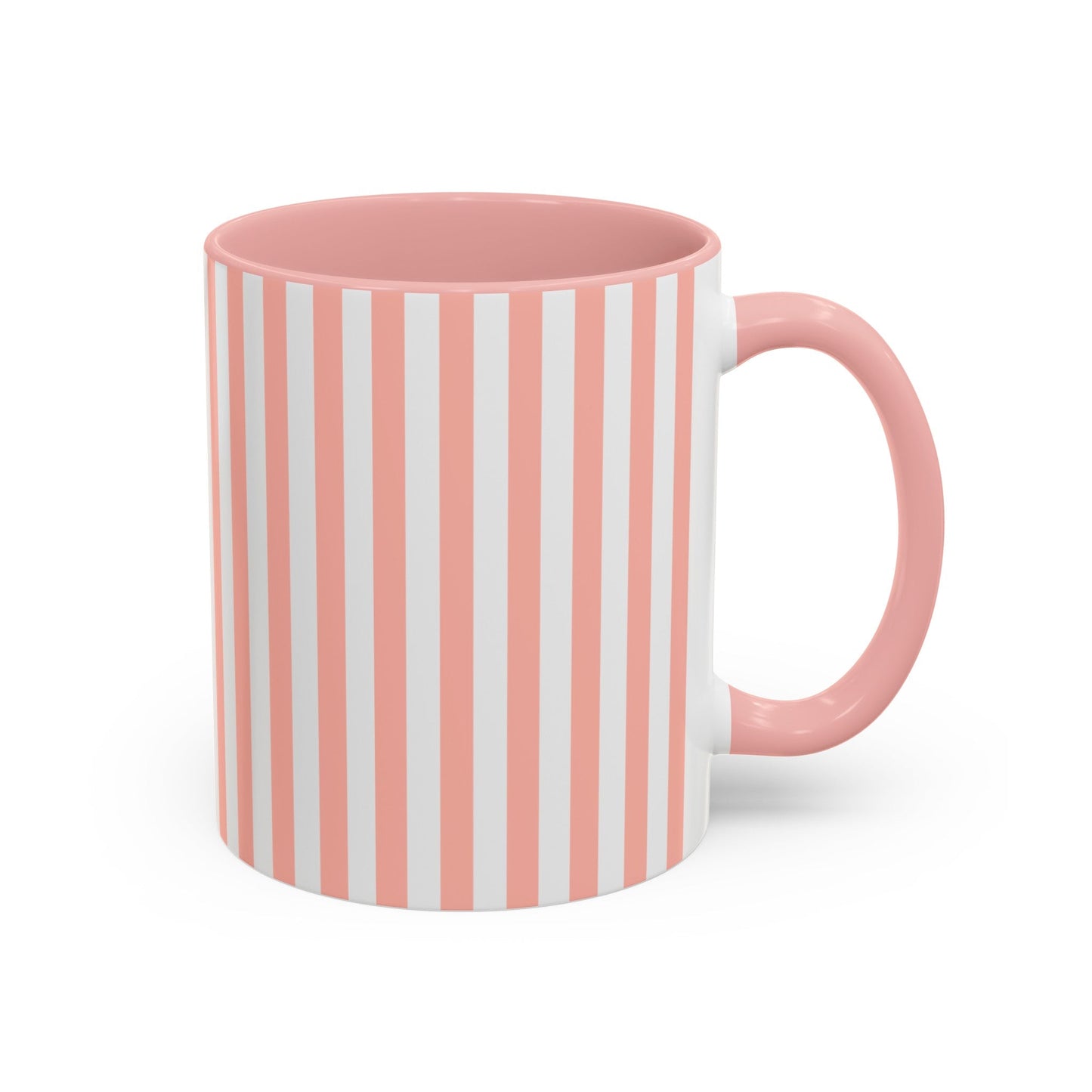 Coral Pink Stripes Accent Mug - Mug - Kristine Celestine