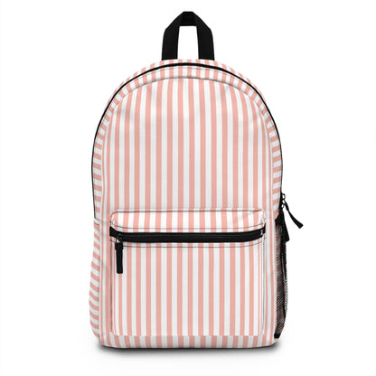 Coral Pink Stripes Backpack - Bags - Kristine Celestine