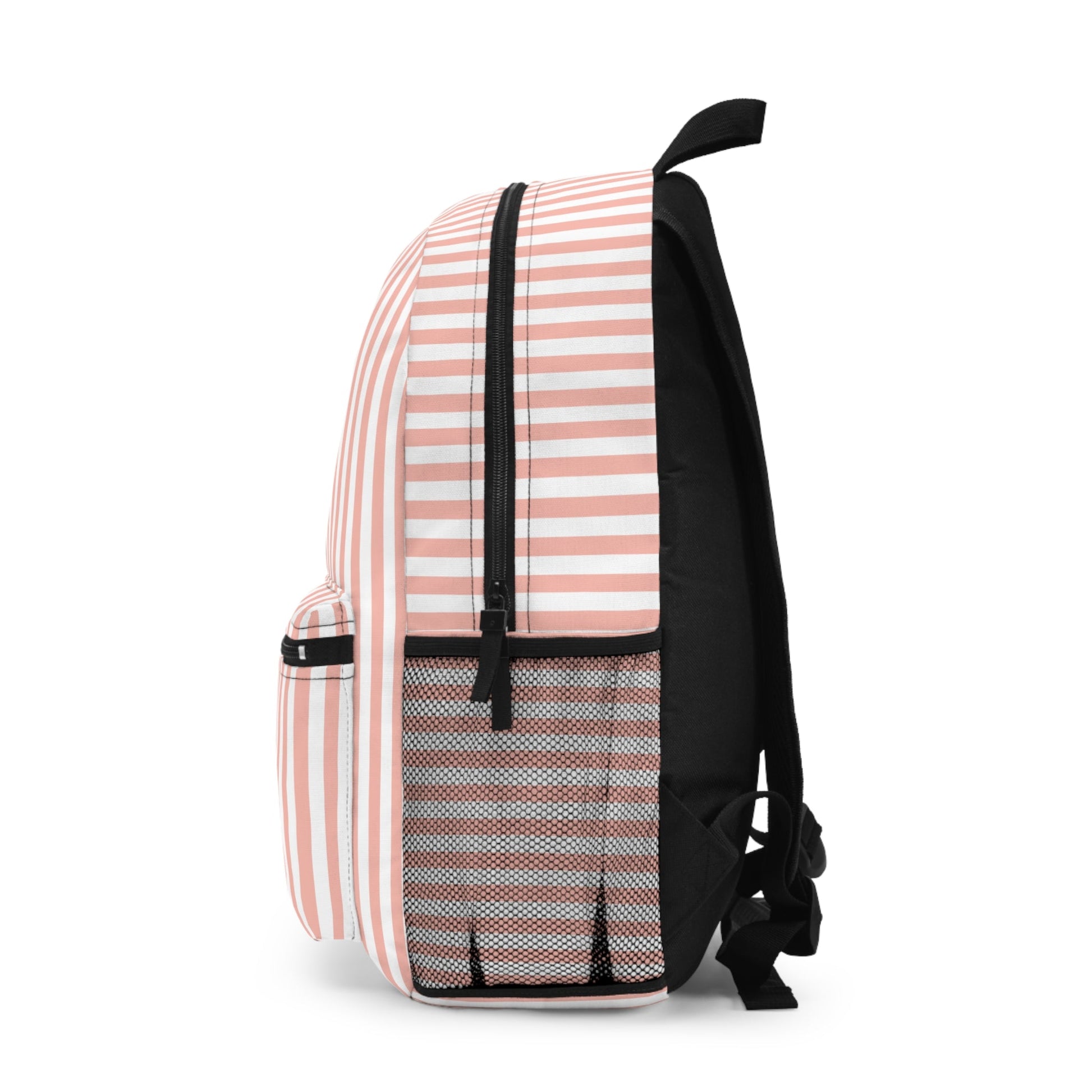 Coral Pink Stripes Backpack - Bags - Kristine Celestine