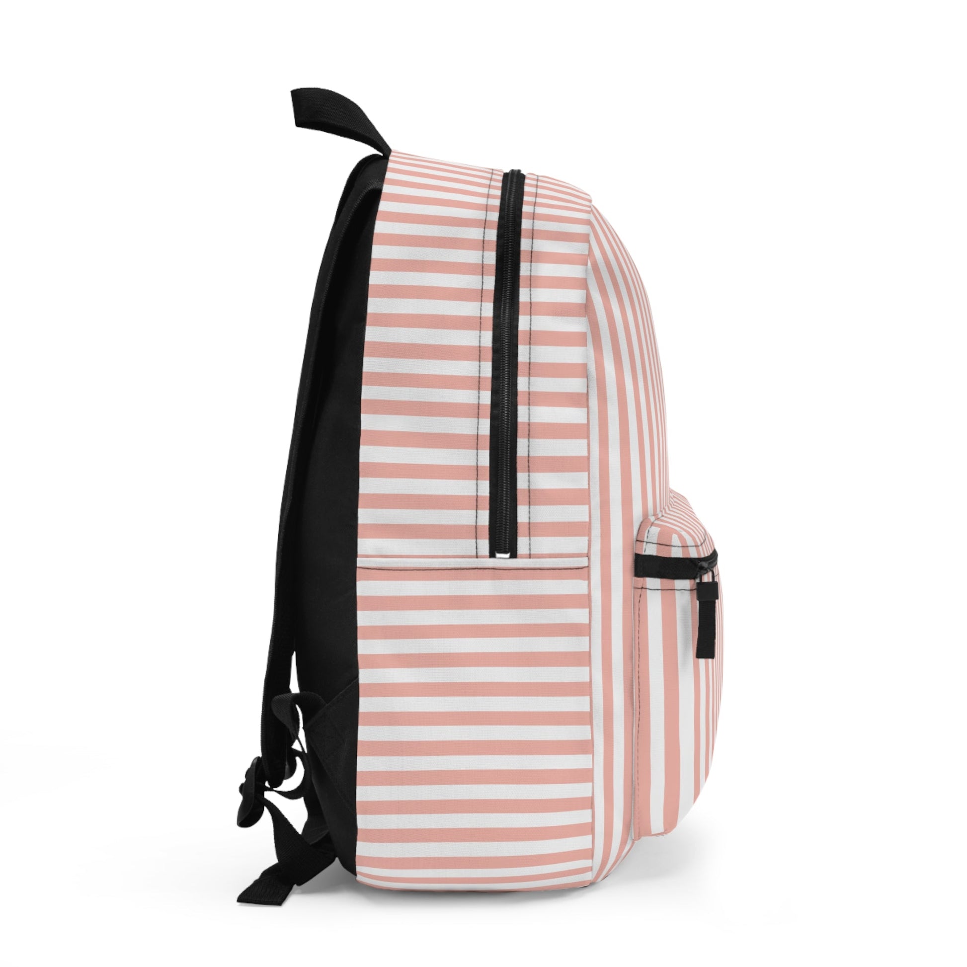 Coral Pink Stripes Backpack - Bags - Kristine Celestine