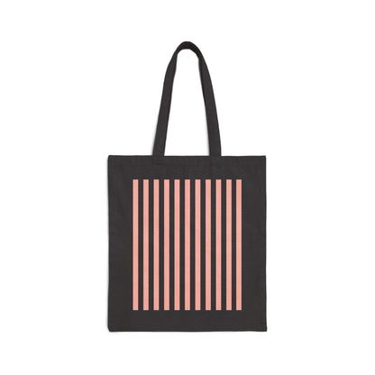 Coral Pink Stripes Cotton Canvas Tote Bag - Bags - Kristine Celestine