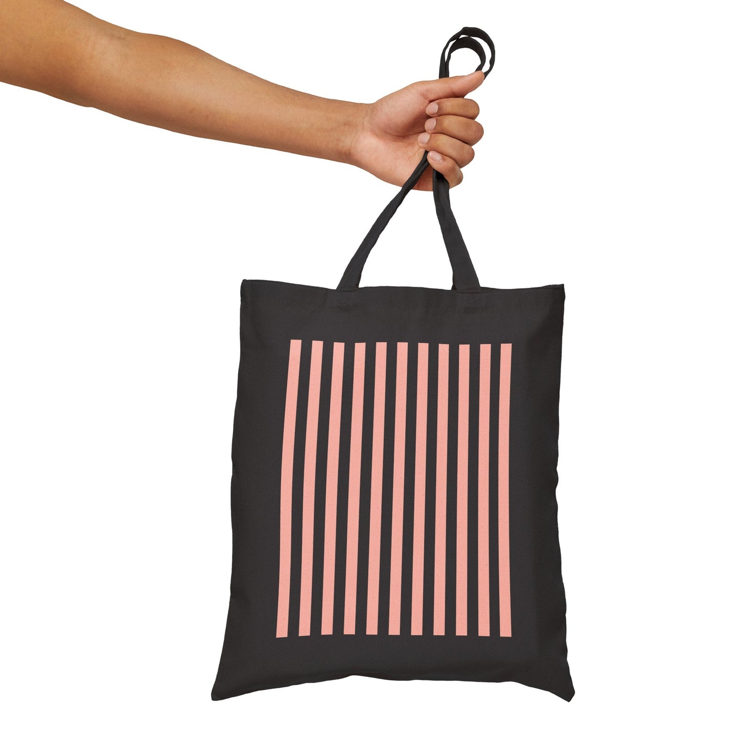 Coral Pink Stripes Cotton Canvas Tote Bag - Bags - Kristine Celestine