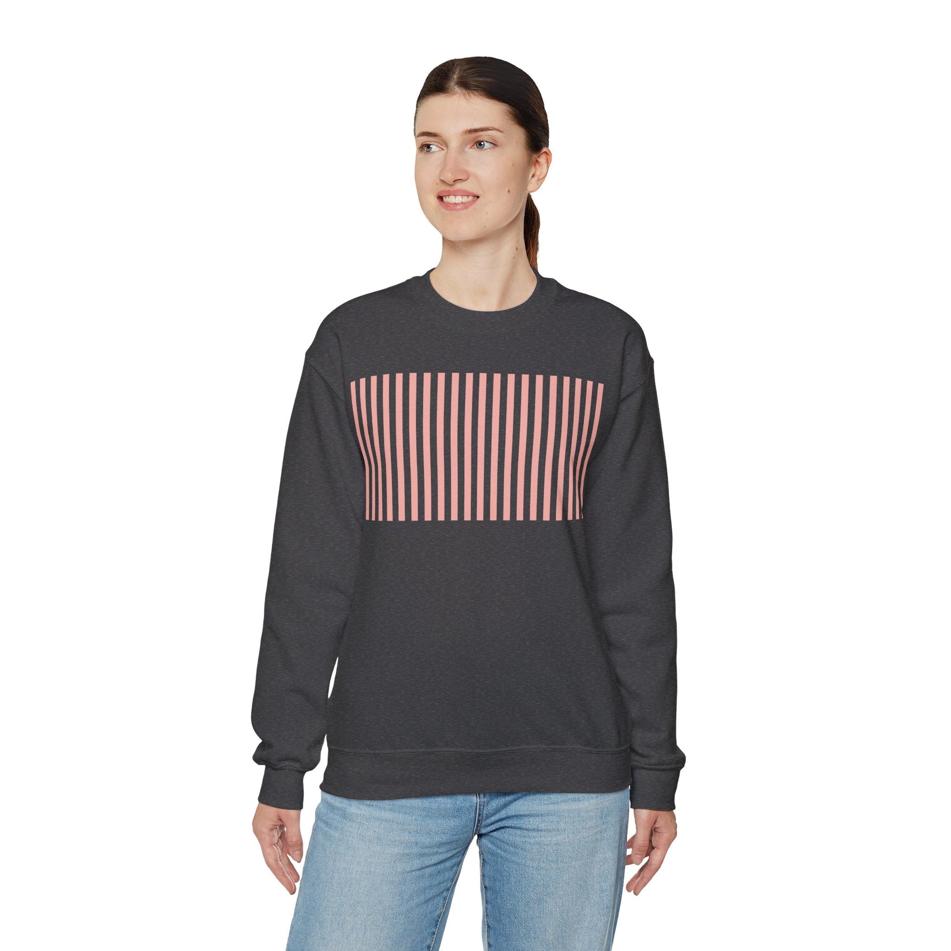 Coral Pink Stripes Crewneck Sweatshirt - Sweatshirt - Kristine Celestine