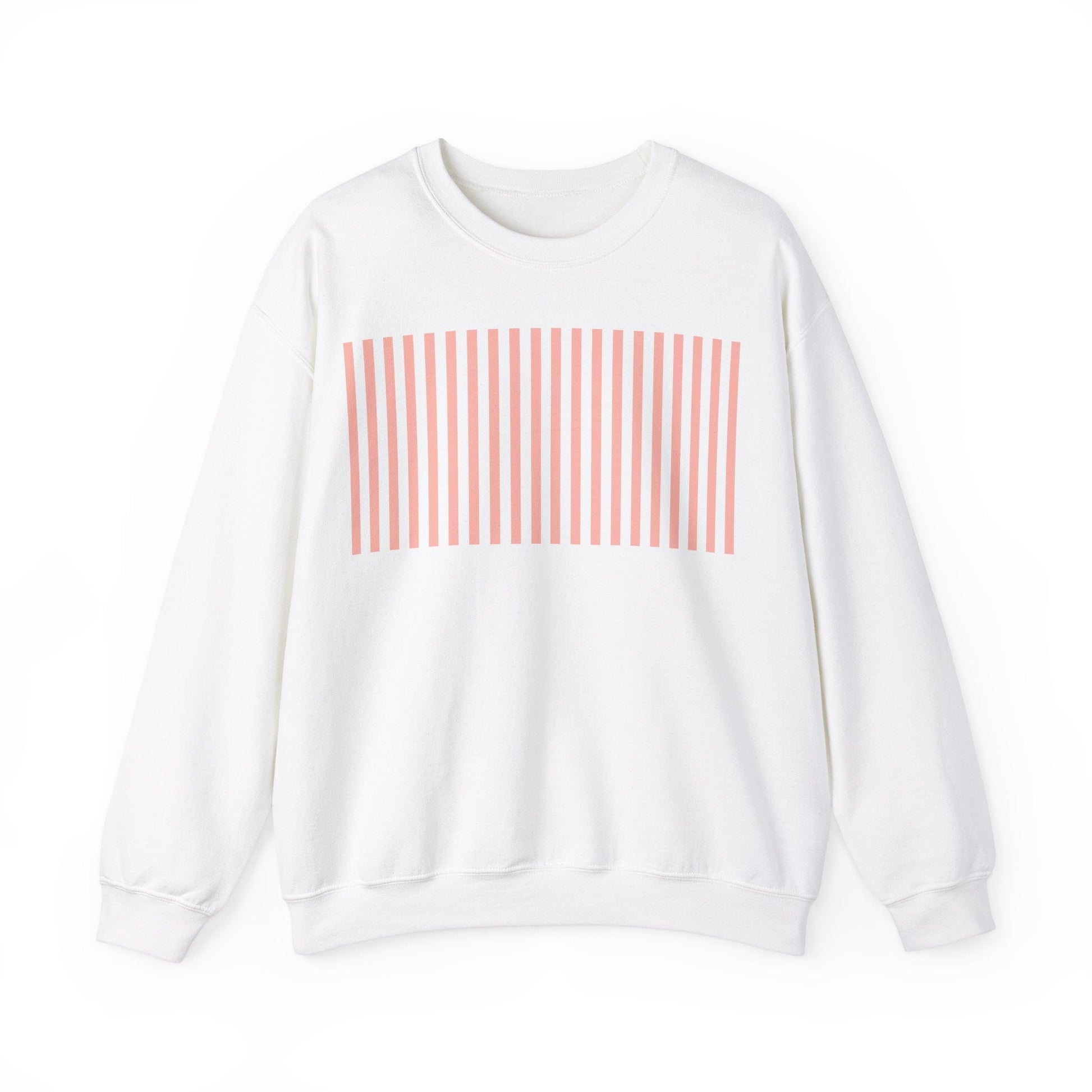 Coral Pink Stripes Crewneck Sweatshirt - Sweatshirt - Kristine Celestine