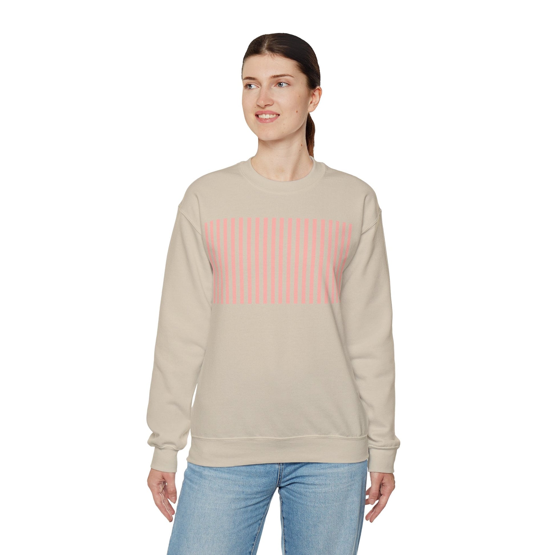 Coral Pink Stripes Crewneck Sweatshirt - Sweatshirt - Kristine Celestine