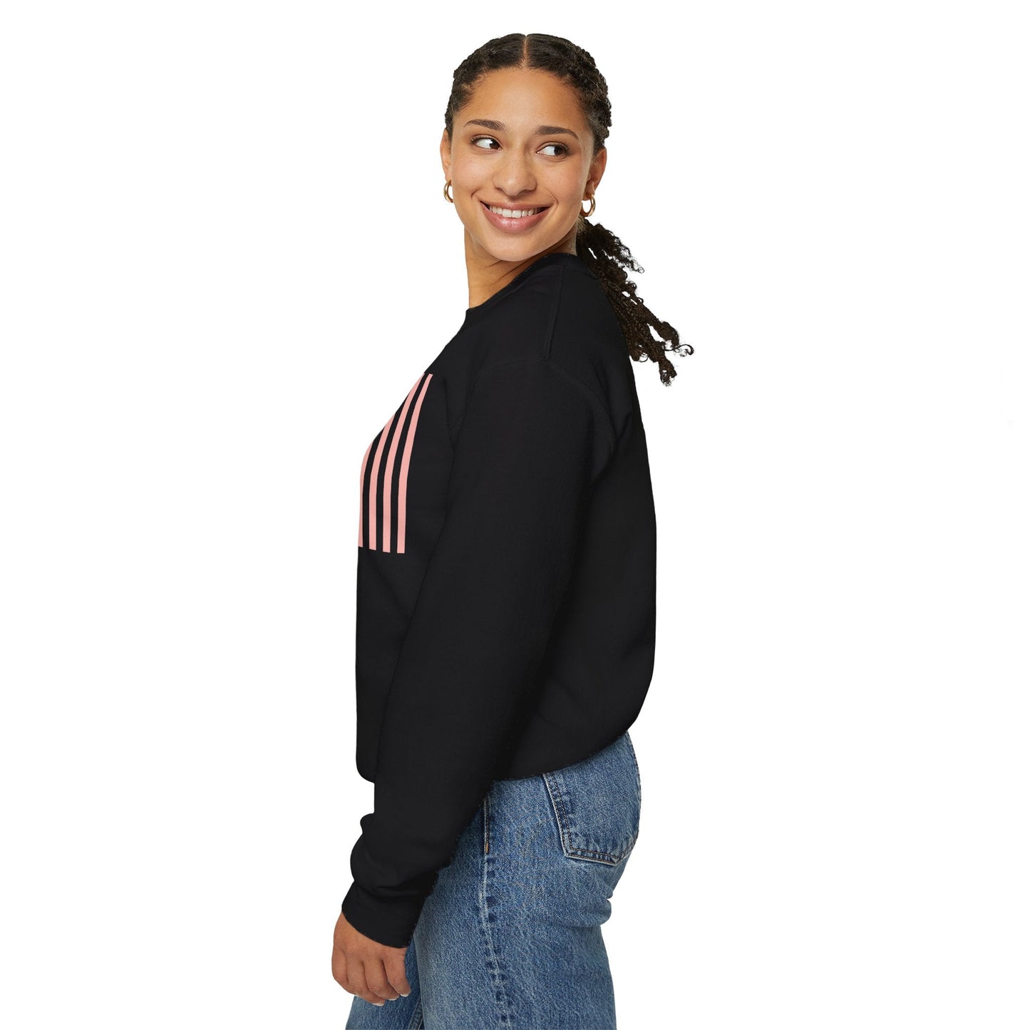 Coral Pink Stripes Crewneck Sweatshirt - Sweatshirt - Kristine Celestine