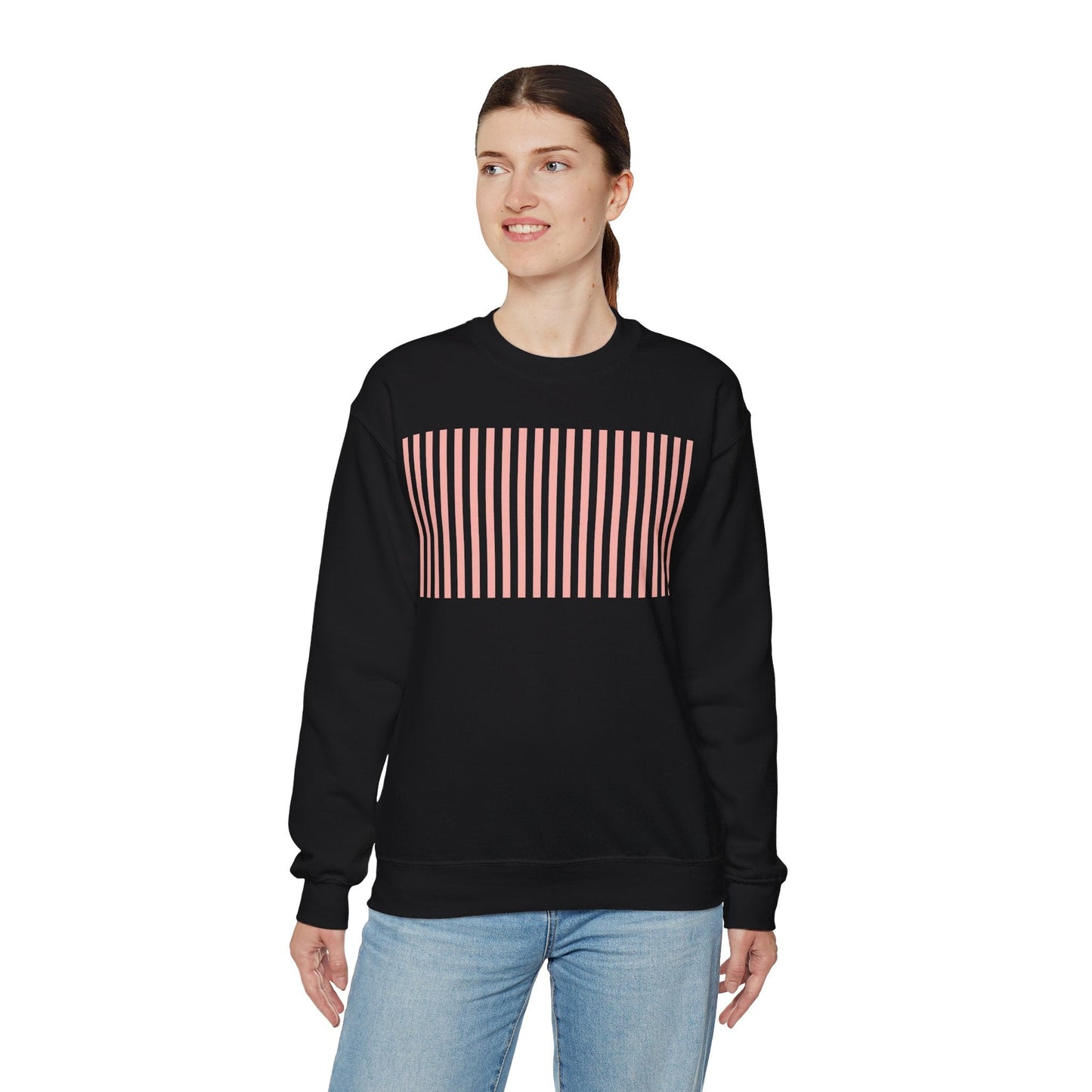 Coral Pink Stripes Crewneck Sweatshirt - Sweatshirt - Kristine Celestine