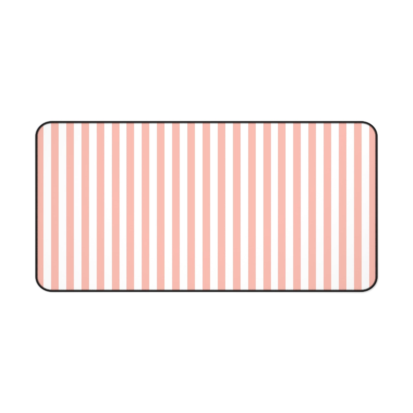 Coral Pink Stripes Desk Mat Cute Girly Striped Computer Mat Pink and White Simple Office Mat - Home Decor - Kristine Celestine