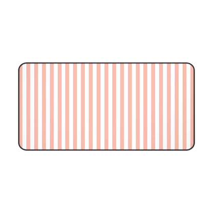 Coral Pink Stripes Desk Mat Cute Girly Striped Computer Mat Pink and White Simple Office Mat - Home Decor - Kristine Celestine