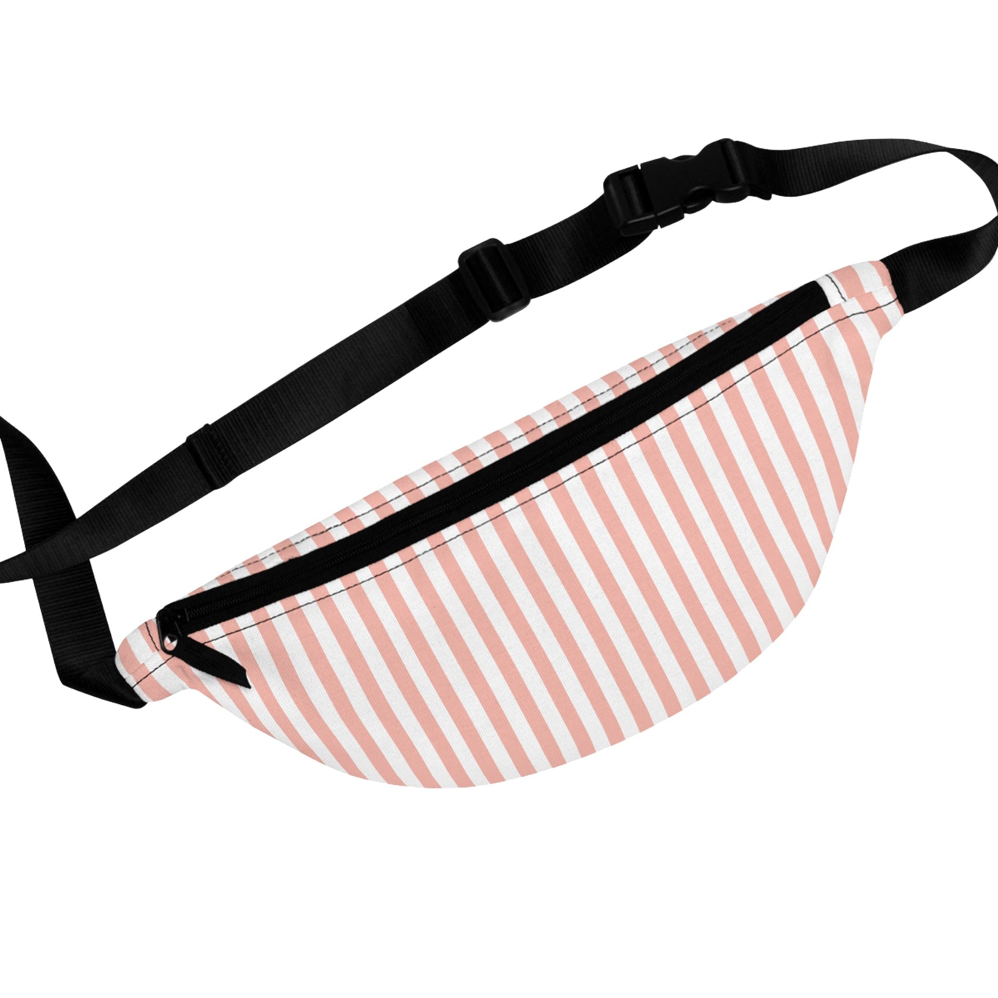 Coral Pink Stripes Fanny Pack Pink and White Striped Belt Bag Fun Fanny Bag Waist Pack Bum Bag - Bags - Kristine Celestine