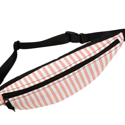 Coral Pink Stripes Fanny Pack Pink and White Striped Belt Bag Fun Fanny Bag Waist Pack Bum Bag - Bags - Kristine Celestine