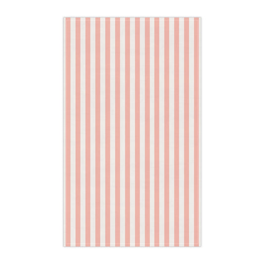 Coral Pink Stripes Kitchen Towel - Kitchen Towel - Kristine Celestine