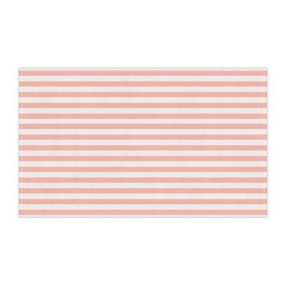 Coral Pink Stripes Kitchen Towel - Kitchen Towel - Kristine Celestine