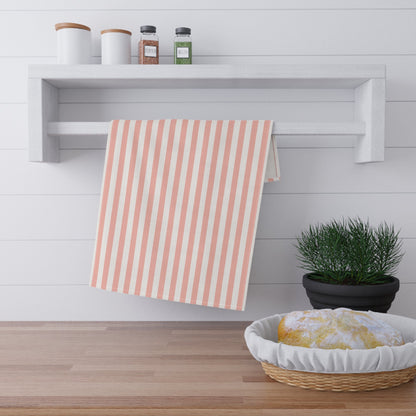 Coral Pink Stripes Kitchen Towel - Kitchen Towel - Kristine Celestine