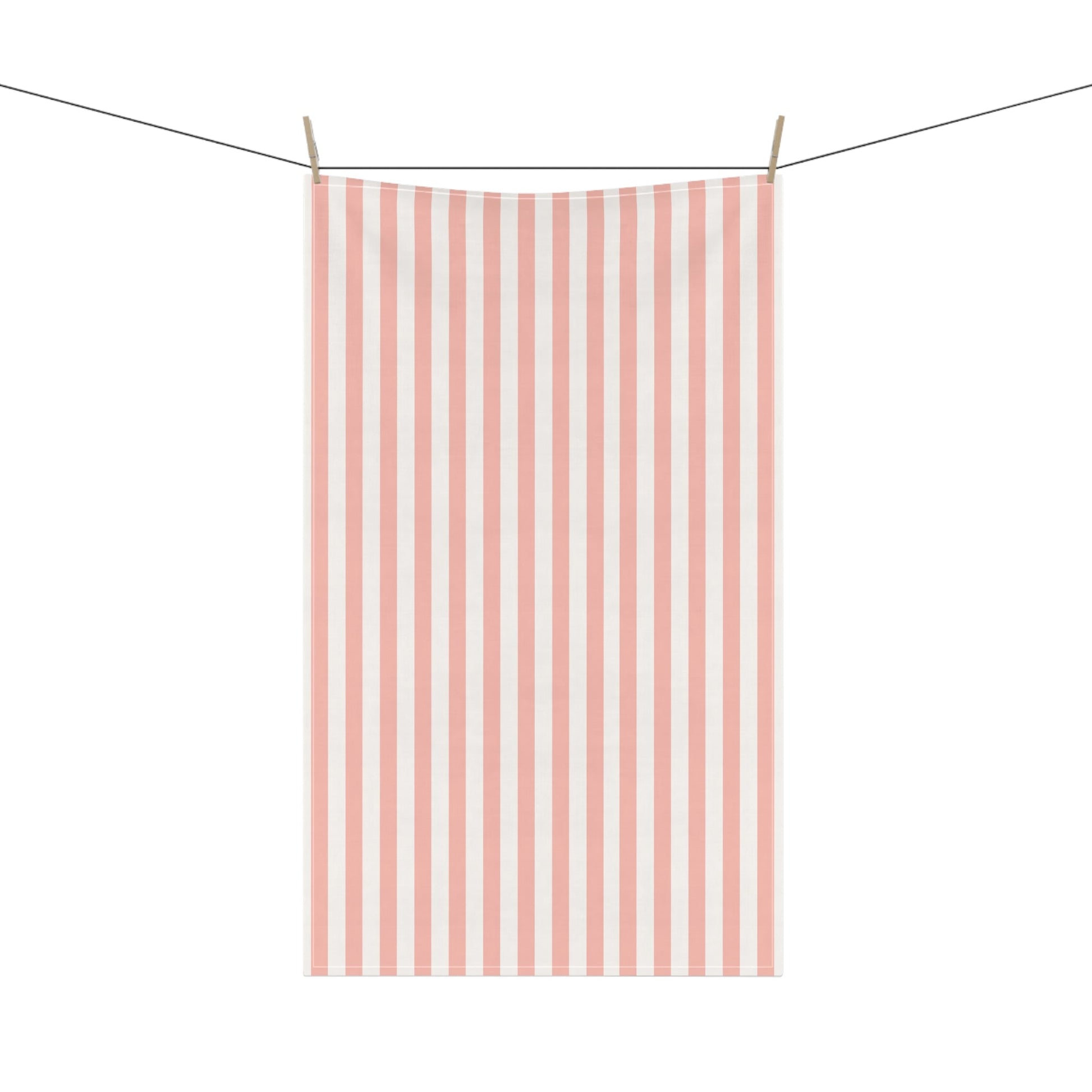 Coral Pink Stripes Kitchen Towel - Kitchen Towel - Kristine Celestine