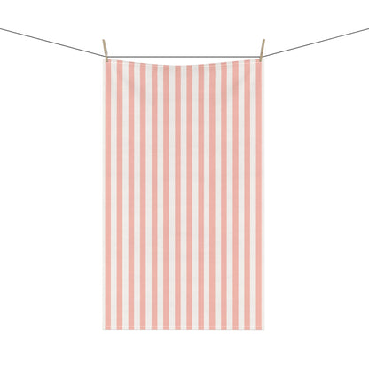 Coral Pink Stripes Kitchen Towel - Kitchen Towel - Kristine Celestine