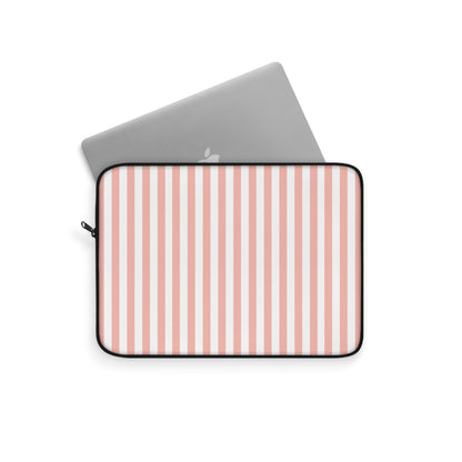 Coral Pink Stripes Laptop Sleeve Cute Striped Laptop Pouch Pink and White Summer Laptop Bag Stripey Laptop Case Spring Laptop Protector Cute Tablet Sleeve Pretty Tablet Case Adorable Tablet Pouch - Laptop Sleeve - Kristine Celestine