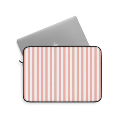 Coral Pink Stripes Laptop Sleeve Cute Striped Laptop Pouch Pink and White Summer Laptop Bag Stripey Laptop Case Spring Laptop Protector Cute Tablet Sleeve Pretty Tablet Case Adorable Tablet Pouch - Laptop Sleeve - Kristine Celestine