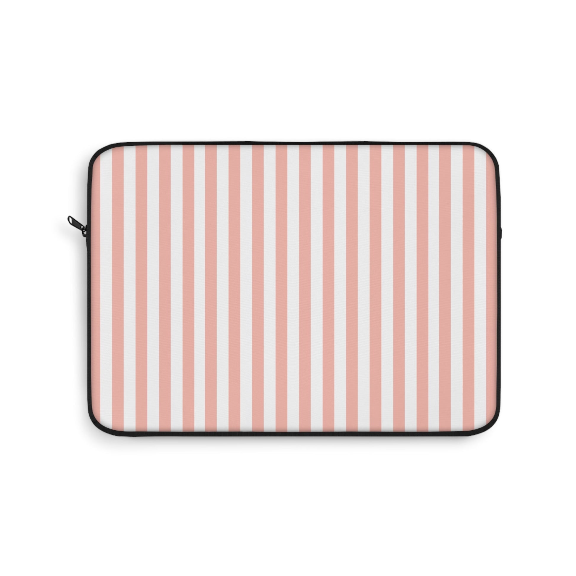 Coral Pink Stripes Laptop Sleeve Cute Striped Laptop Pouch Pink and White Summer Laptop Bag Stripey Laptop Case Spring Laptop Protector Cute Tablet Sleeve Pretty Tablet Case Adorable Tablet Pouch - Laptop Sleeve - Kristine Celestine