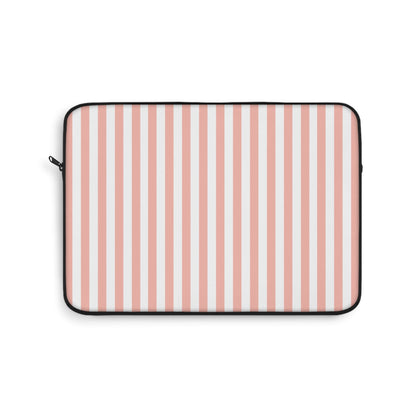 Coral Pink Stripes Laptop Sleeve Cute Striped Laptop Pouch Pink and White Summer Laptop Bag Stripey Laptop Case Spring Laptop Protector Cute Tablet Sleeve Pretty Tablet Case Adorable Tablet Pouch - Laptop Sleeve - Kristine Celestine