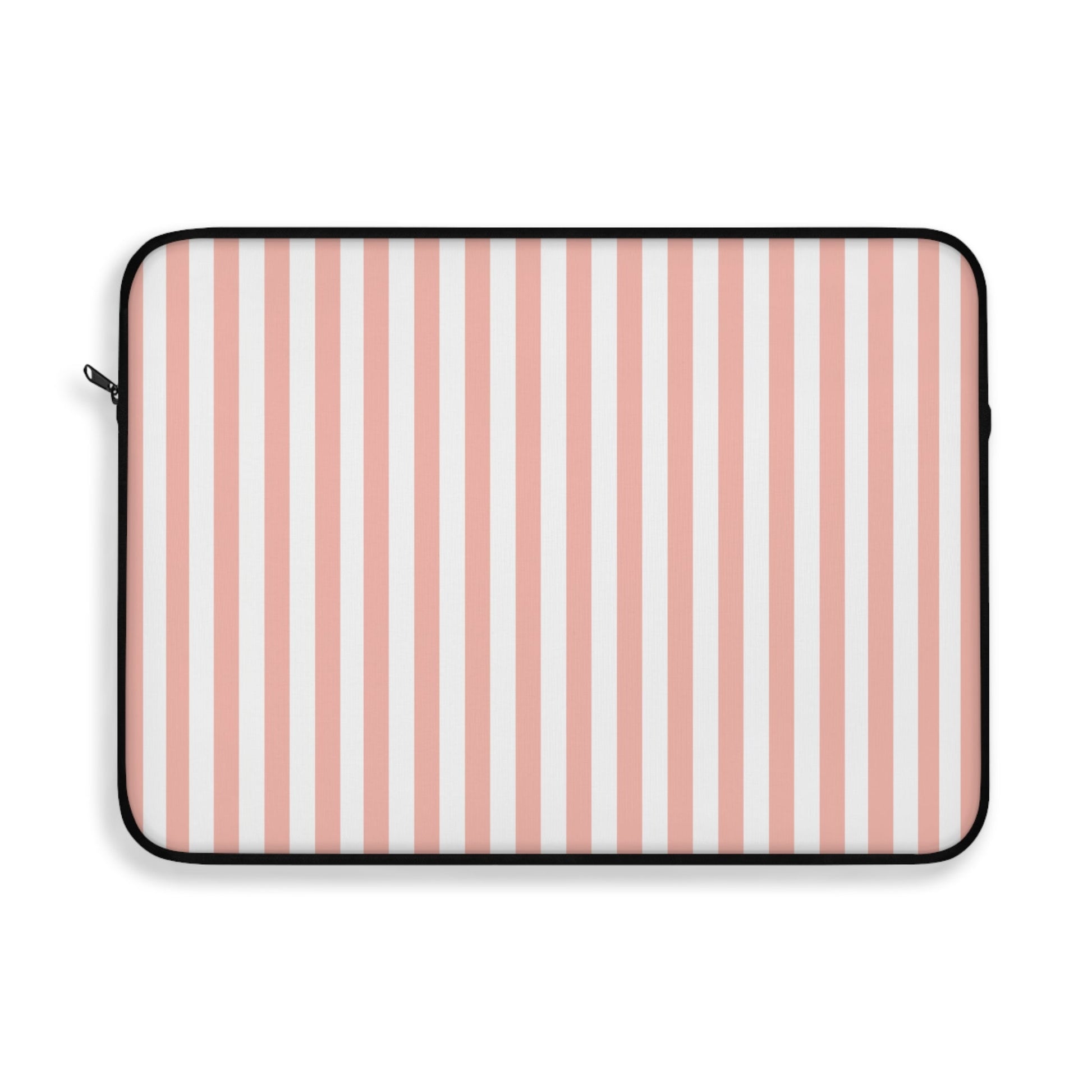 Coral Pink Stripes Laptop Sleeve Cute Striped Laptop Pouch Pink and White Summer Laptop Bag Stripey Laptop Case Spring Laptop Protector Cute Tablet Sleeve Pretty Tablet Case Adorable Tablet Pouch - Laptop Sleeve - Kristine Celestine