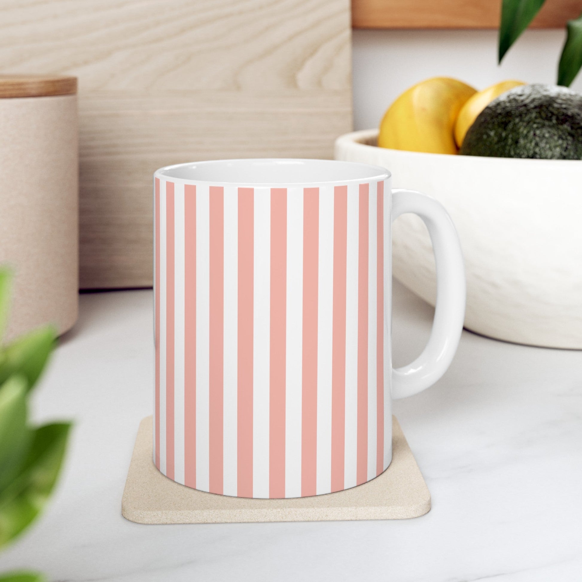 Coral Pink Stripes Mug - Mug - Kristine Celestine