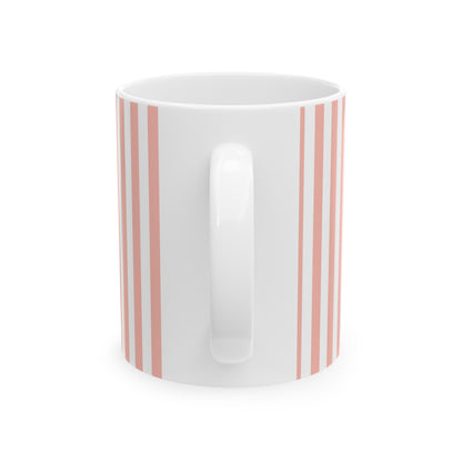 Coral Pink Stripes Mug - Mug - Kristine Celestine