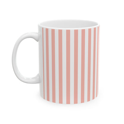 Coral Pink Stripes Mug - Mug - Kristine Celestine