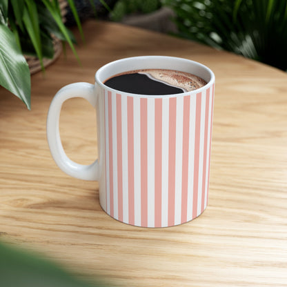 Coral Pink Stripes Mug - Mug - Kristine Celestine