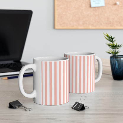 Coral Pink Stripes Mug - Mug - Kristine Celestine