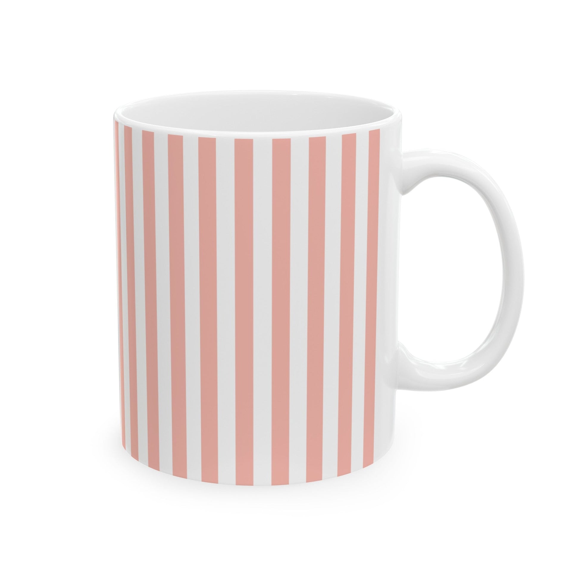 Coral Pink Stripes Mug - Mug - Kristine Celestine