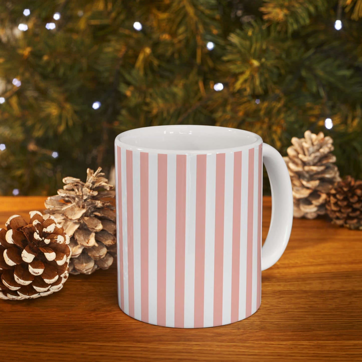 Coral Pink Stripes Mug - Mug - Kristine Celestine