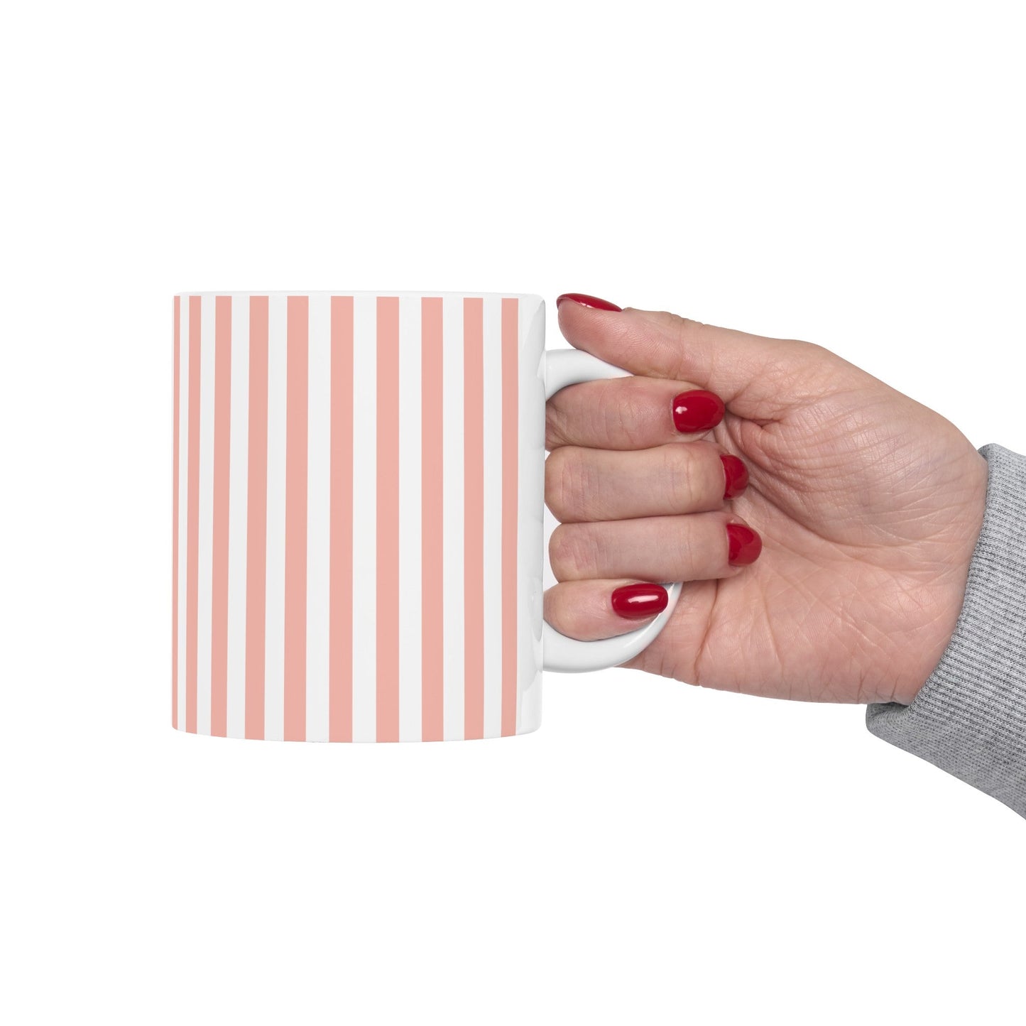 Coral Pink Stripes Mug - Mug - Kristine Celestine