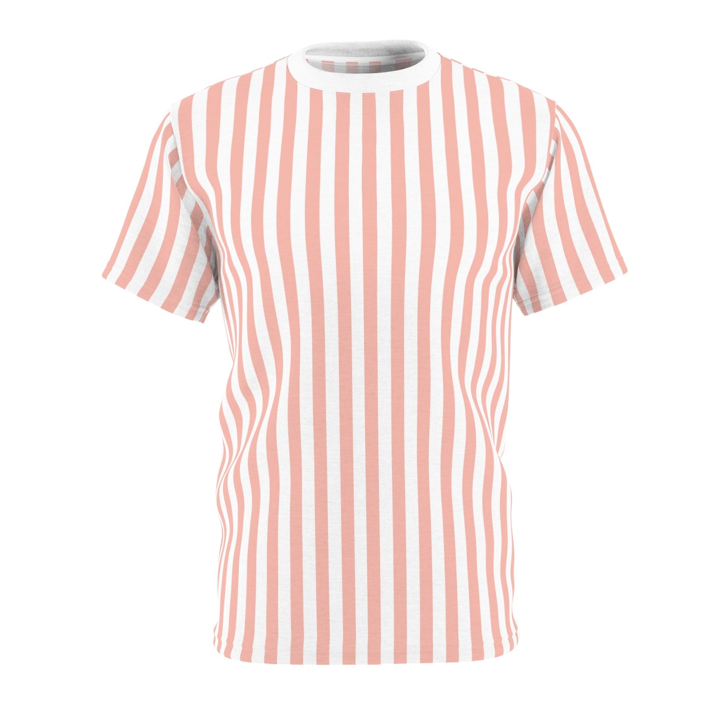 Coral Pink Stripes Patterned T - Shirt - T - Shirt - Kristine Celestine