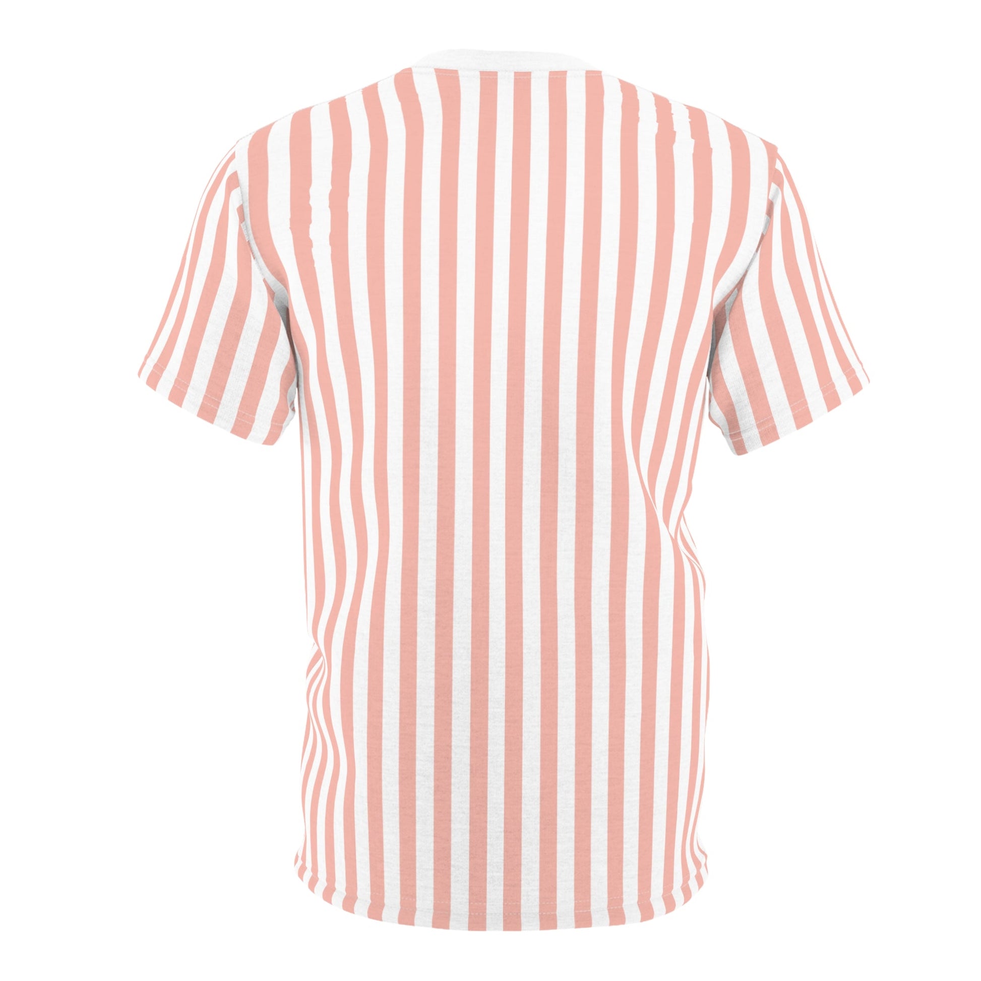 Coral Pink Stripes Patterned T - Shirt - T - Shirt - Kristine Celestine