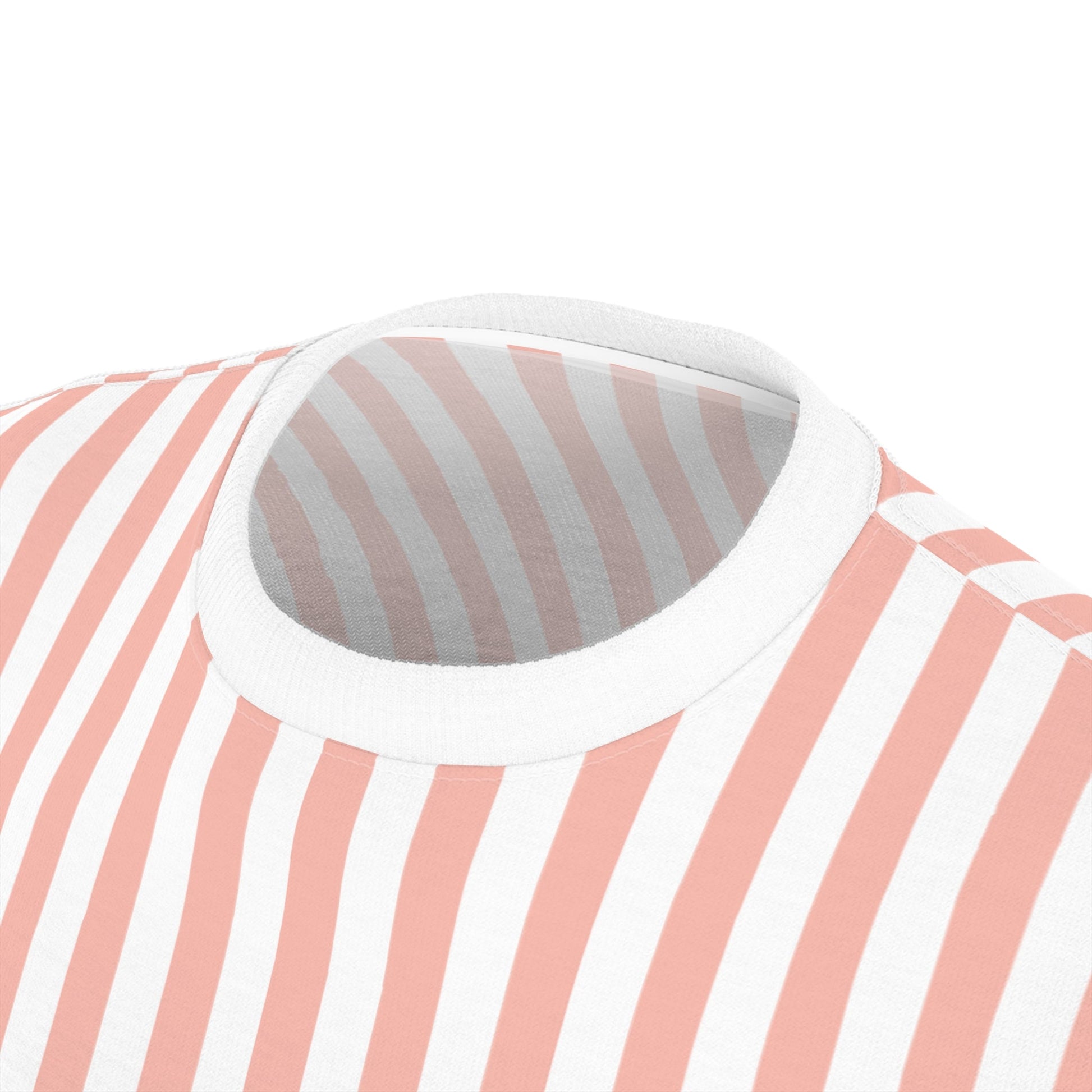 Coral Pink Stripes Patterned T - Shirt - T - Shirt - Kristine Celestine