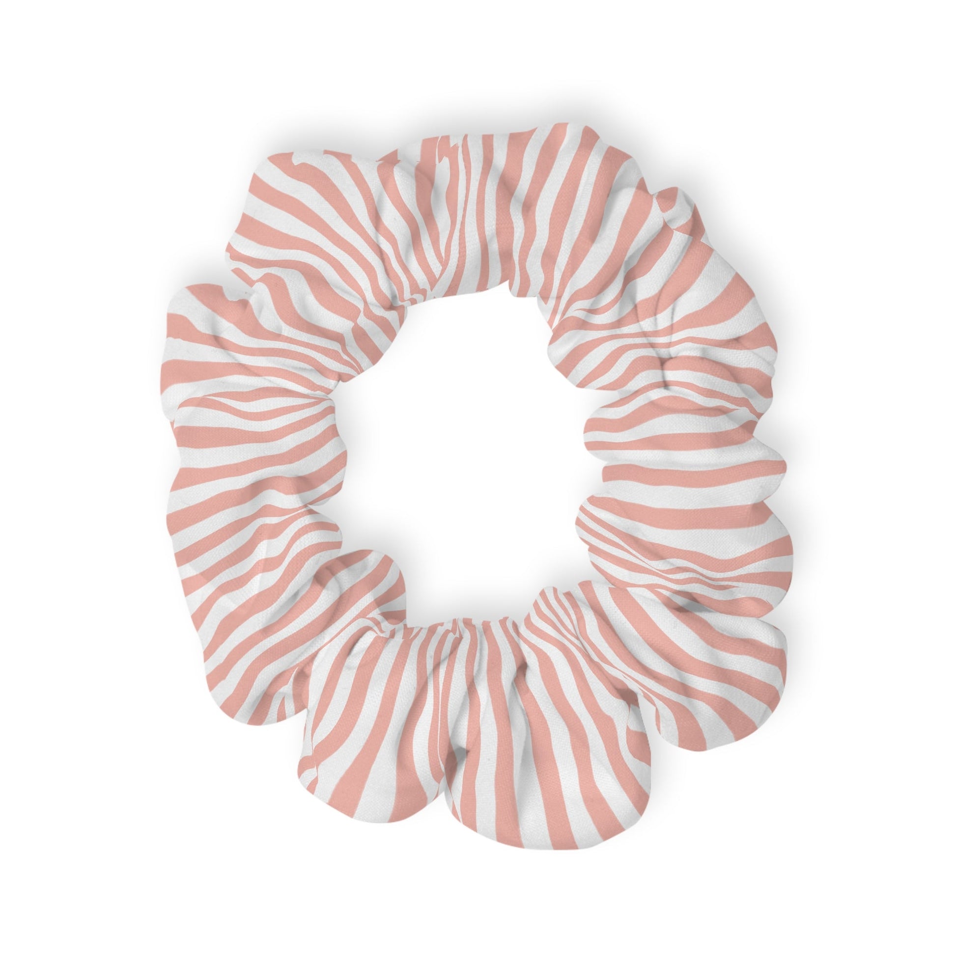 Coral Pink Stripes Scrunchie - Hair Accessories - Kristine Celestine