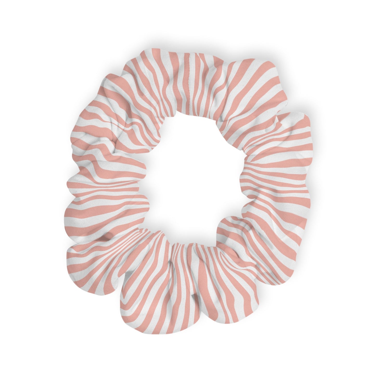 Coral Pink Stripes Scrunchie - Hair Accessories - Kristine Celestine