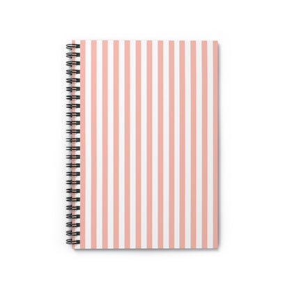 Coral Pink Stripes Spiral Notebook 6x8" - Notebook - Kristine Celestine