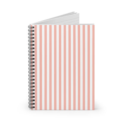 Coral Pink Stripes Spiral Notebook 6x8" - Notebook - Kristine Celestine