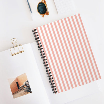 Coral Pink Stripes Spiral Notebook 6x8" - Notebook - Kristine Celestine