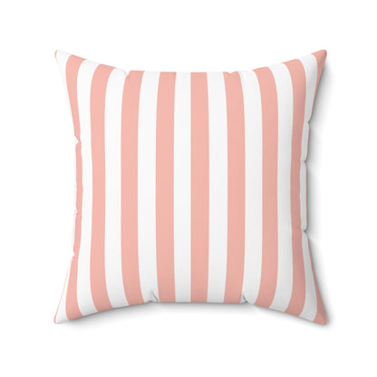 Coral Pink Stripes Square Pillow - Pillow - Kristine Celestine