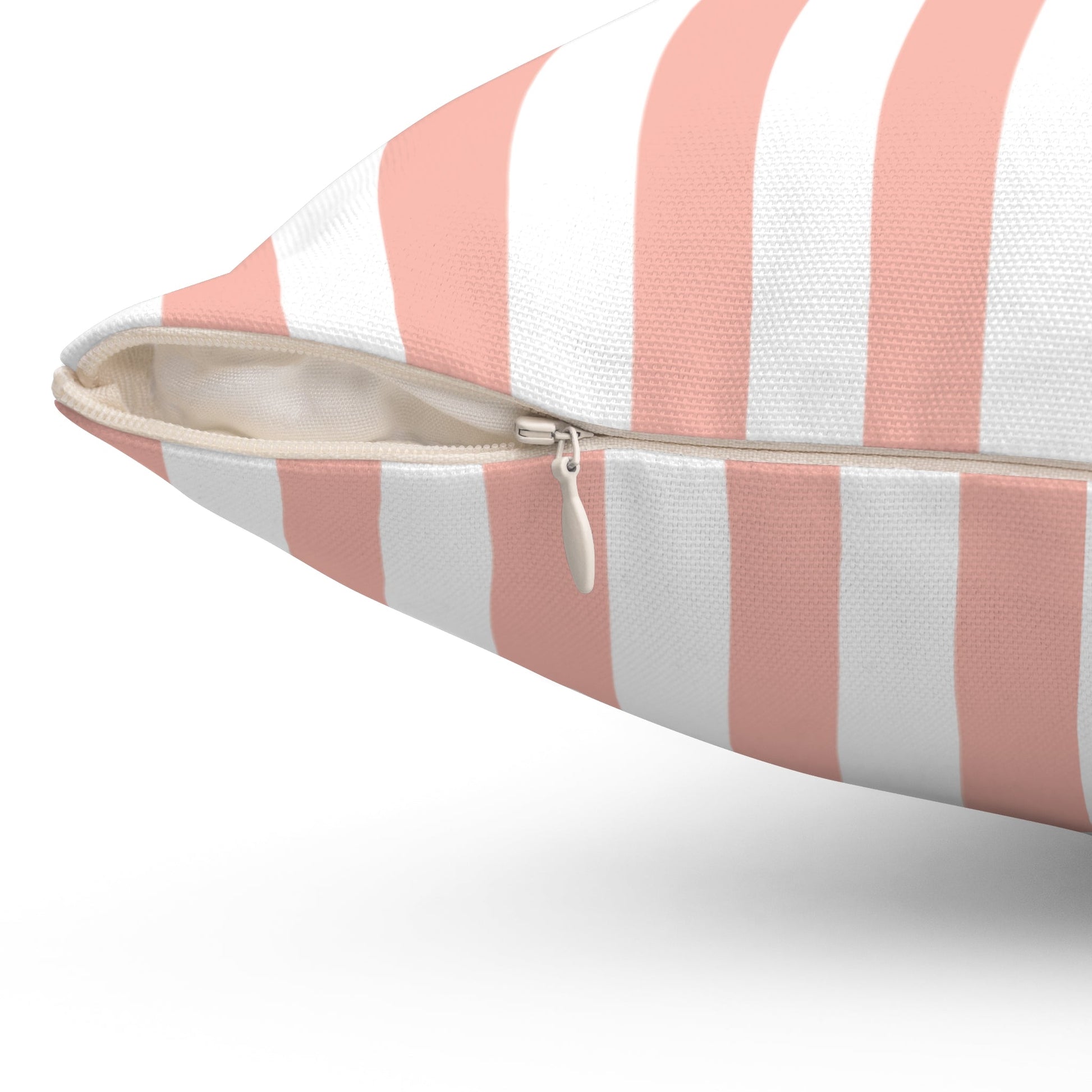 Coral Pink Stripes Square Pillow - Pillow - Kristine Celestine