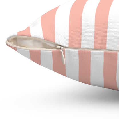 Coral Pink Stripes Square Pillow - Pillow - Kristine Celestine