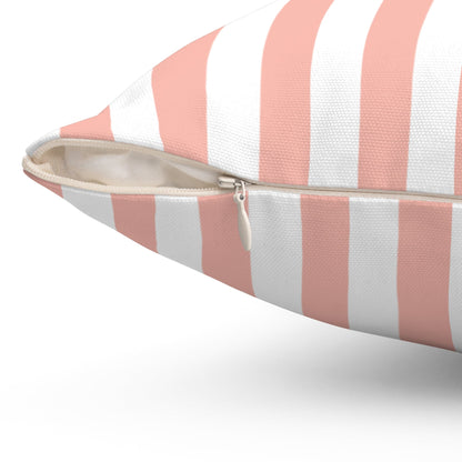 Coral Pink Stripes Square Pillow - Pillow - Kristine Celestine