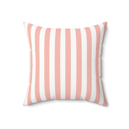 Coral Pink Stripes Square Pillow - Pillow - Kristine Celestine