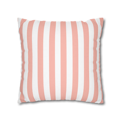 Coral Pink Stripes Square Pillowcase - Pillowcase - Kristine Celestine