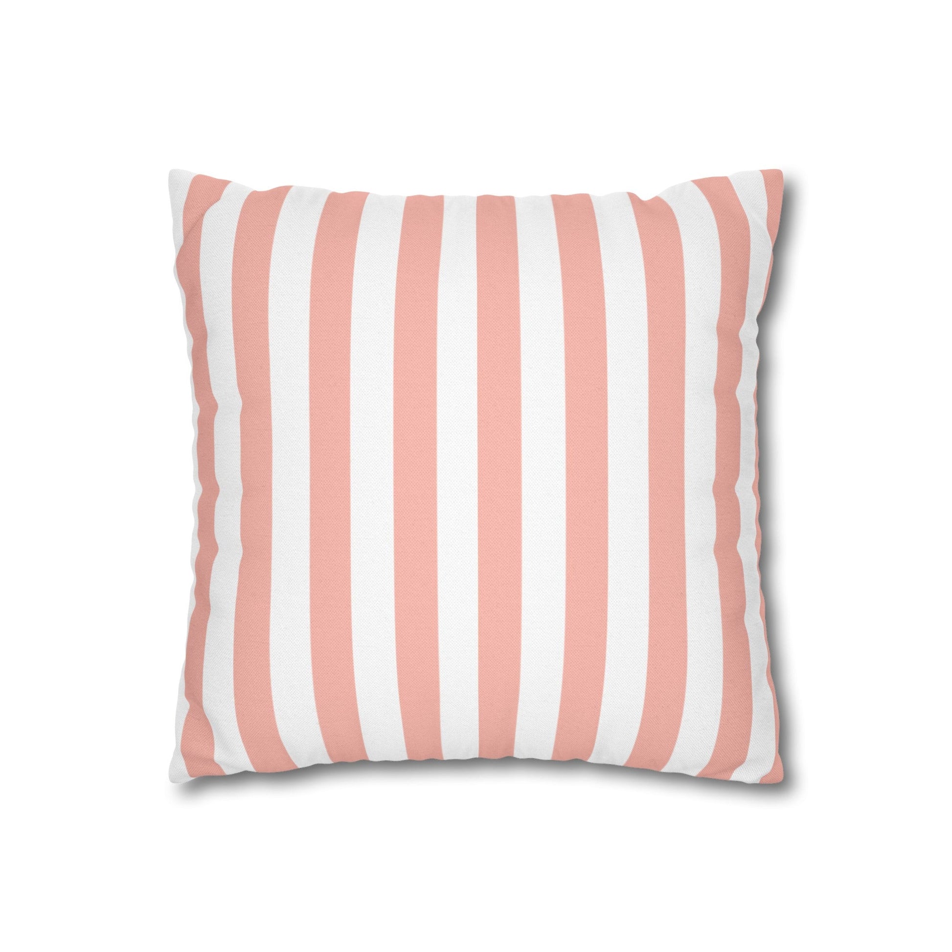 Coral Pink Stripes Square Pillowcase - Pillowcase - Kristine Celestine