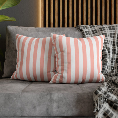 Coral Pink Stripes Square Pillowcase - Pillowcase - Kristine Celestine