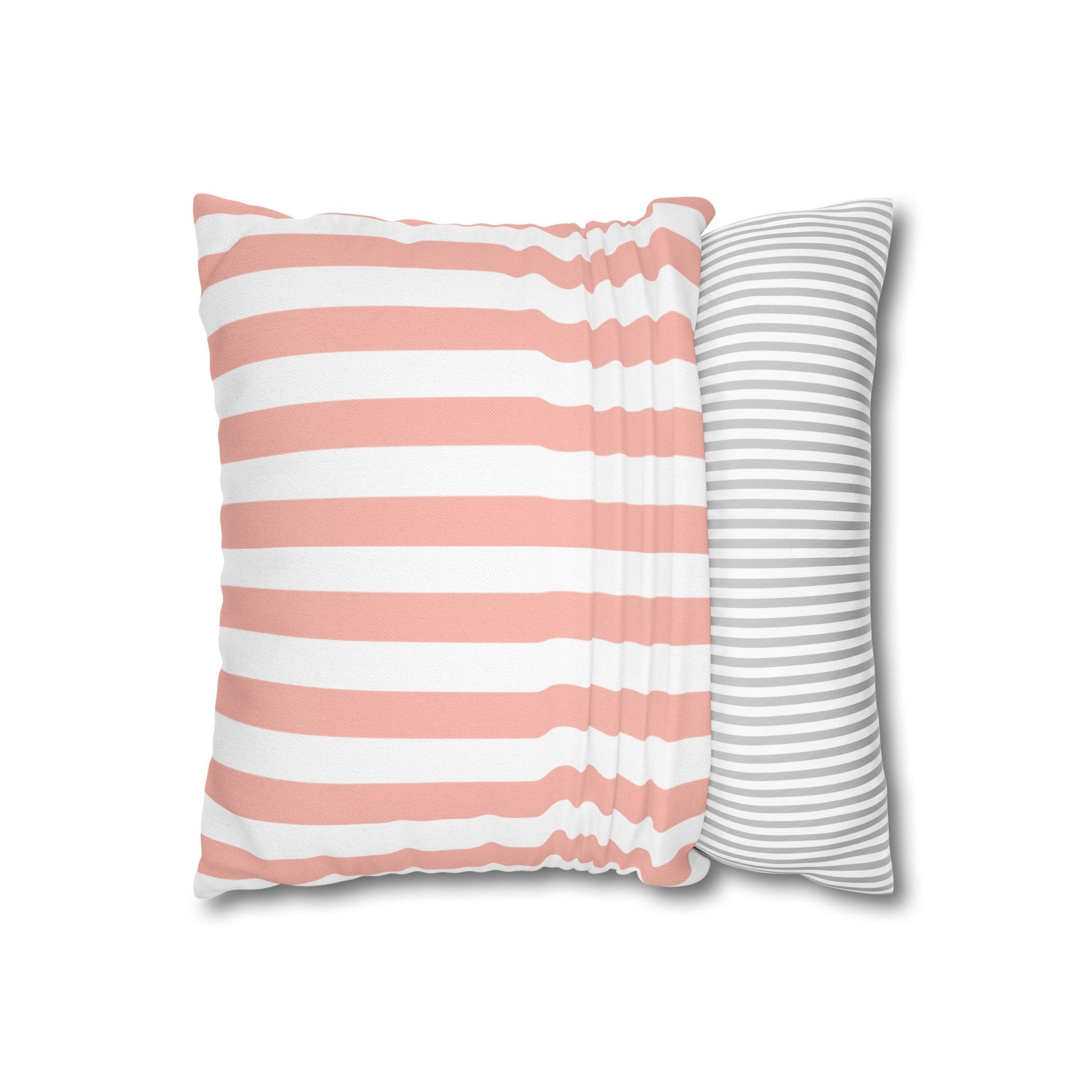 Coral Pink Stripes Square Pillowcase - Pillowcase - Kristine Celestine